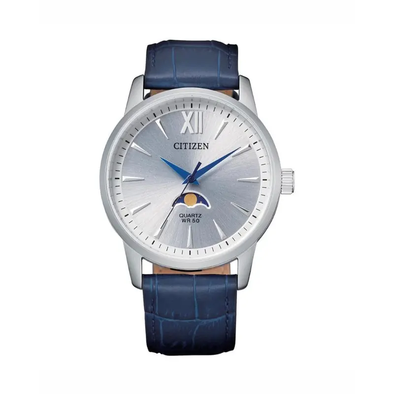 Citizen Silver Dial Blue Leather Strap Men Watch Ak5000-03A 1