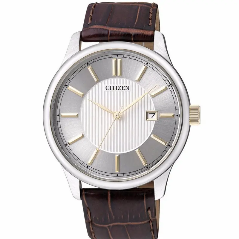 Citizen Silver Dial Brown Leather Strap Men Watch Bi1054-04A 1