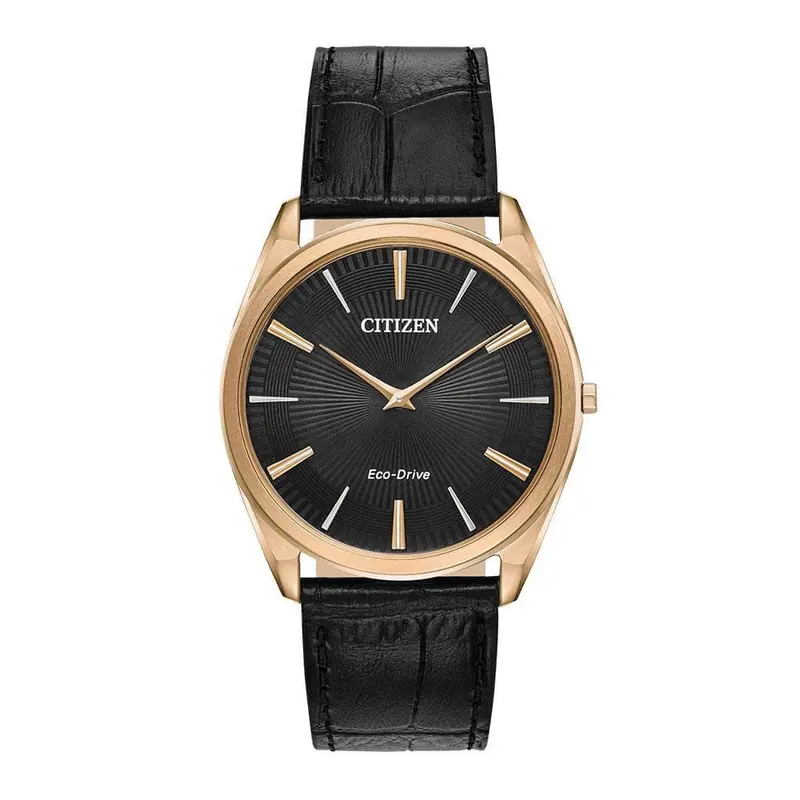 Citizen Stiletto Eco-Drive Chronograph Black Leather Strap Men's Watch Ar3073-06E 1