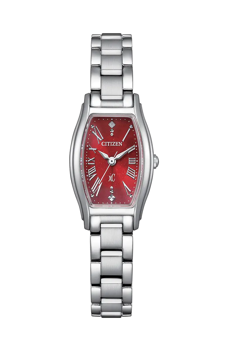 Citizen Xc Red Dial Silver Stainless Steel Strap Women's Watch Ew5541-50W 1