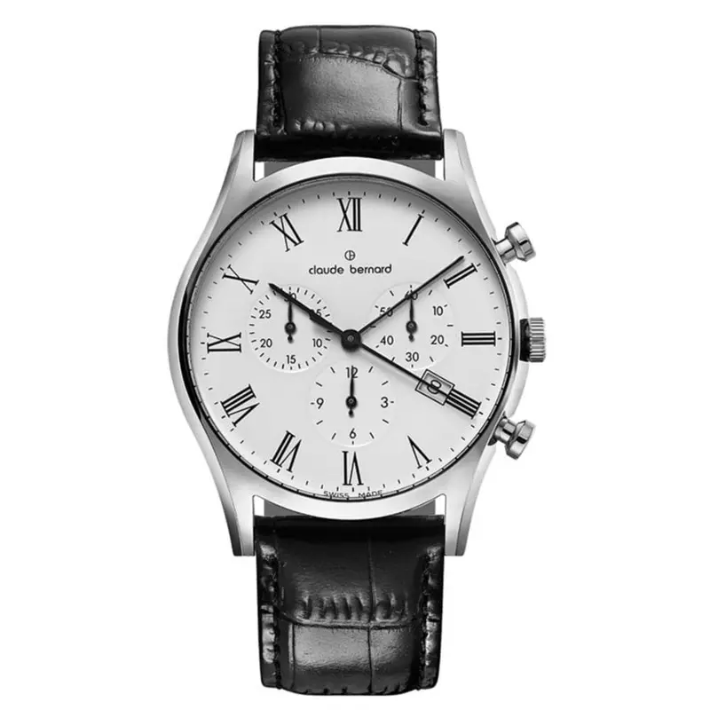 Claude Bernard Classic Cb10218-3-Br Black Leather Men's Watch 1