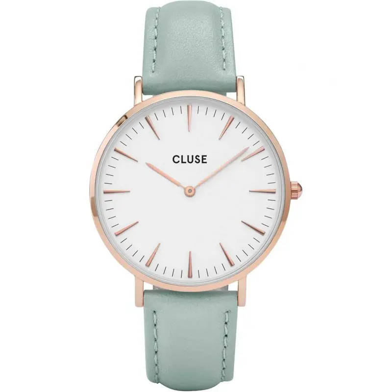 Cluse La Boheme Quartz Rose Gold Stainless Steel Cl18021 Green Leather Strap Ladies Watch 1
