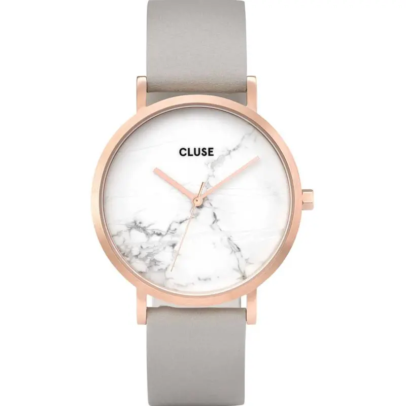 Cluse La Roche Quartz Rose Gold Stainless Steel Cl40005 Grey Leather Strap Ladies Watch 1