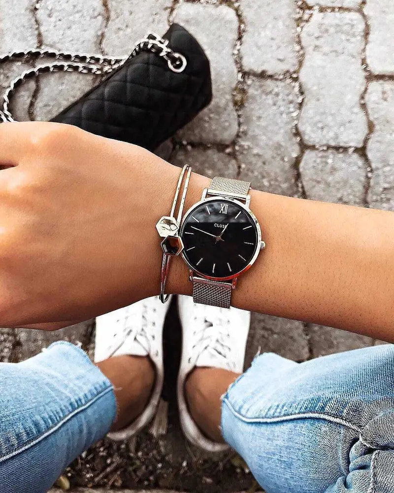Cluse Minuit Quartz Silver Stainless Steel Cl30015 Mesh Strap Ladies Watch 2