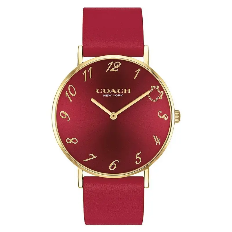Coach 14503722 Perry Red Leather Ladies Watch 1