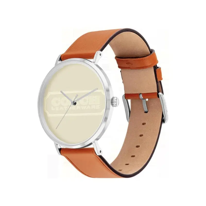 Coach Charles Chalk Brown Leather Strap Men Watch 14602600 2