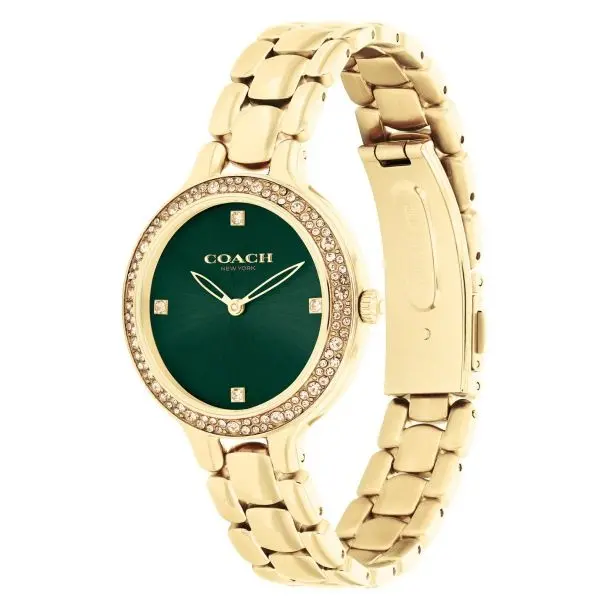 Coach Chelsea Green Dial Gold-Tone Crystal Bracelet Watch 14504251 2