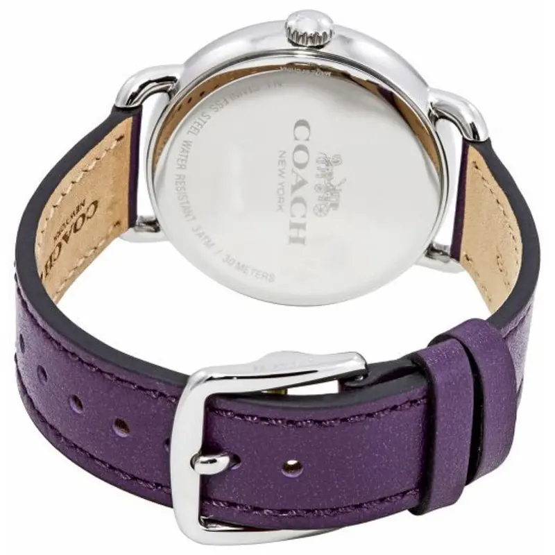Coach Delancey Analog Quartz Purple Crystal Silver Stainless Steel 14502886 Leather Strap Women's Watch 2
