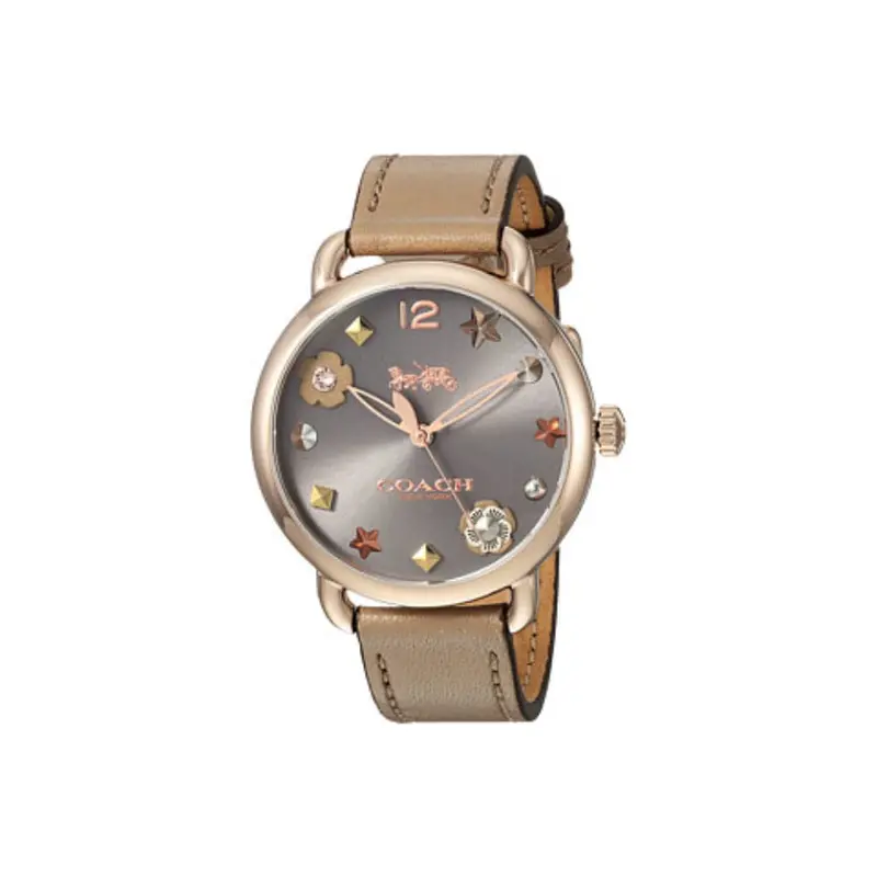 Coach Delancey Analog Quartz Rose Gold Stainless Steel 14502797 Brown Leather Strap Women's Watch 1