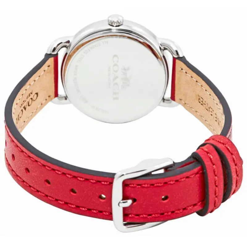 Coach Delancey Analog Quartz Silver Stainless Steel 14502905 Red Leather Strap Women's Watch 2