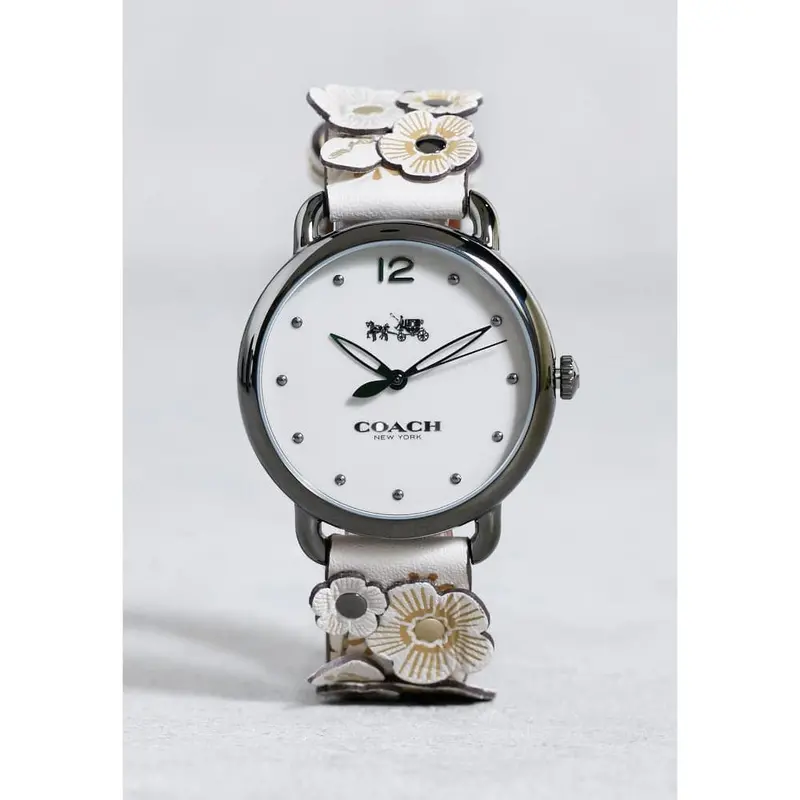 Coach Delancy Analog Quartz Grey Stainless Steel 14502746 Leather Strap Women's Watch 1