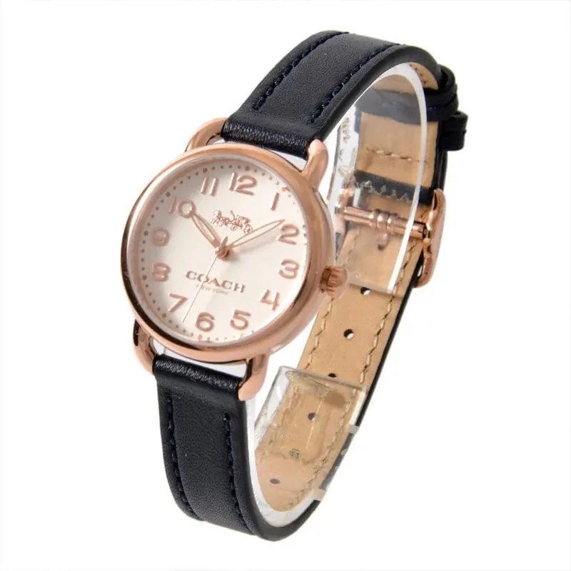 Coach Delancy Analog Quartz Rose Gold Stainless Steel 14502749 Blue Leather Strap Women's Watch 2