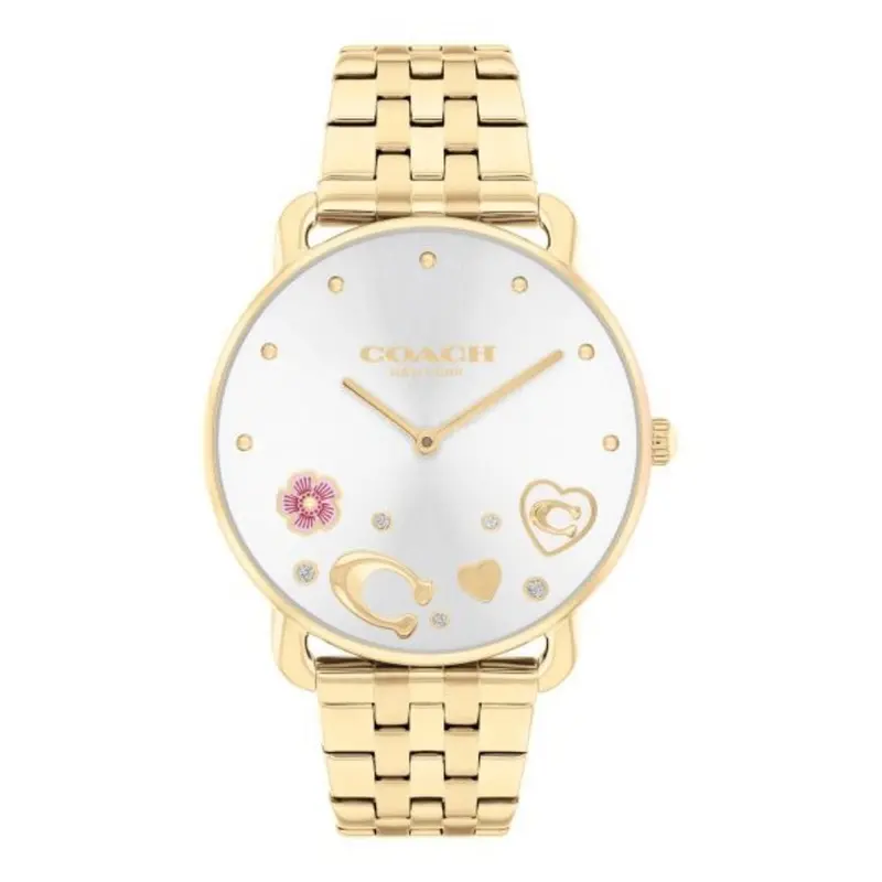 Coach Elliot 36Mm Crystal Accent Gold-Tone Bracelet Watch 14504349 1