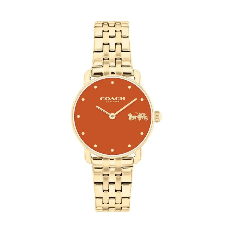 Coach Elliot Horse & Carriage Red Dial Gold-Toned Bracelet Watch 14504446 1