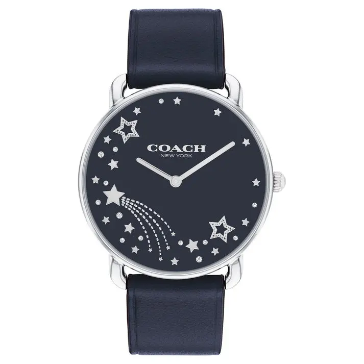 Coach Elliot Stars Dial Blue Leather Strap Watch 14504376 1