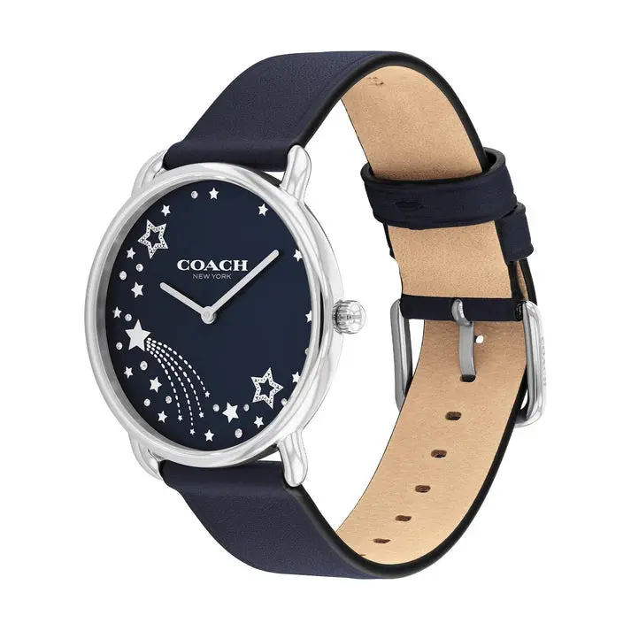 Coach Elliot Stars Dial Blue Leather Strap Watch 14504376 2