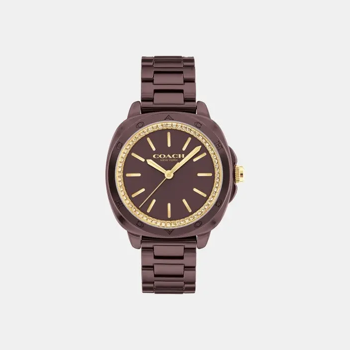 Coach Kitt Crystal Burgundy Ceramic Bracelet Watch 14504403 1