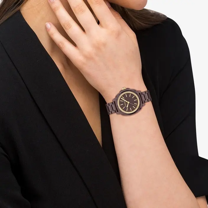 Coach Kitt Crystal Burgundy Ceramic Bracelet Watch 14504403 2