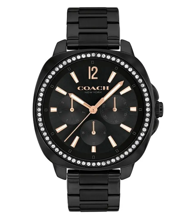 Coach Kitt Crystal Chronograph Black Steel Watch 14504396 1