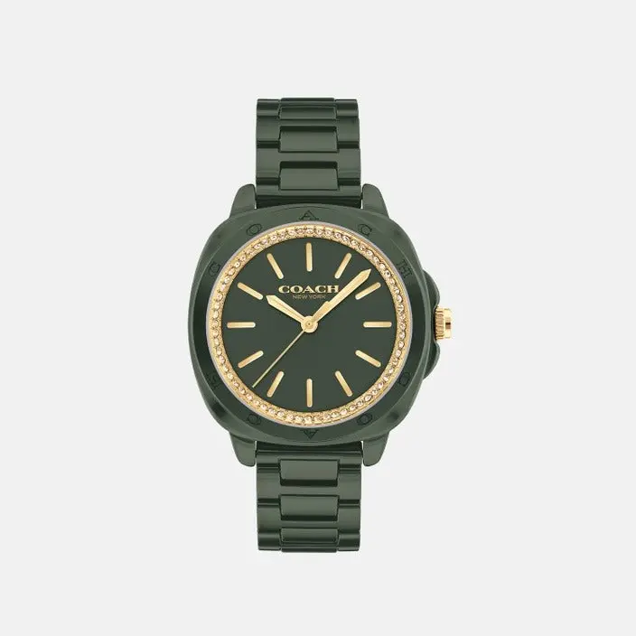 Coach Kitt Crystal Green Ceramic Bracelet Watch 14504404 1