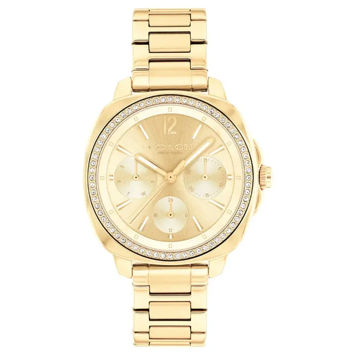 Coach Kitt Crystal Pink Chronograph Gold Steel Watch 14504393 1