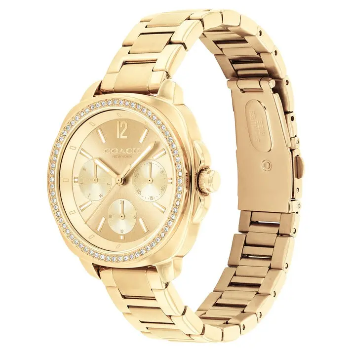 Coach Kitt Crystal Pink Chronograph Gold Steel Watch 14504393 2