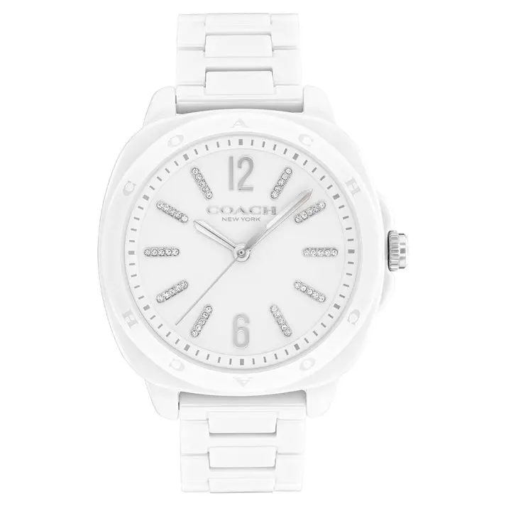 Coach Kitt Crystal White Ceramic Bracelet Watch 14504407 1