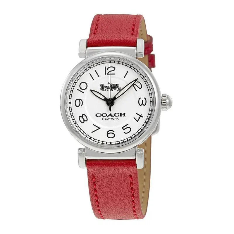Coach Madison Analog Quartz Silver Stainless Steel 14502861 Red Leather Strap Women's Watch 1
