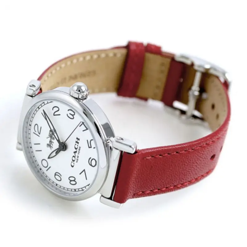 Coach Madison Analog Quartz Silver Stainless Steel 14502861 Red Leather Strap Women's Watch 2