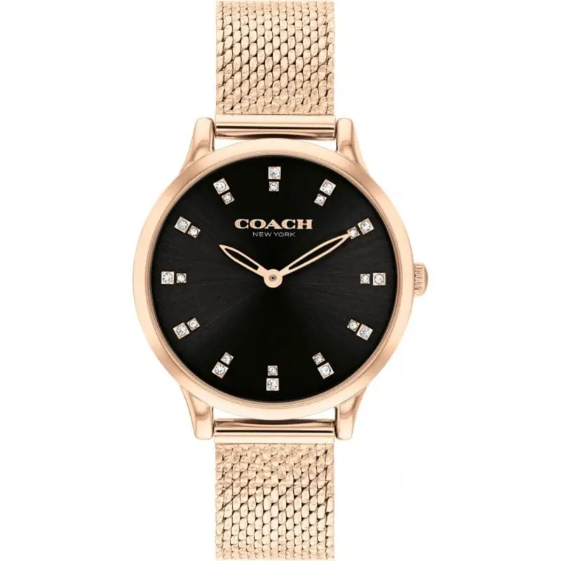 Coach New York Black Dial Rose Gold Milanese Strap Women Watch 14504217 1