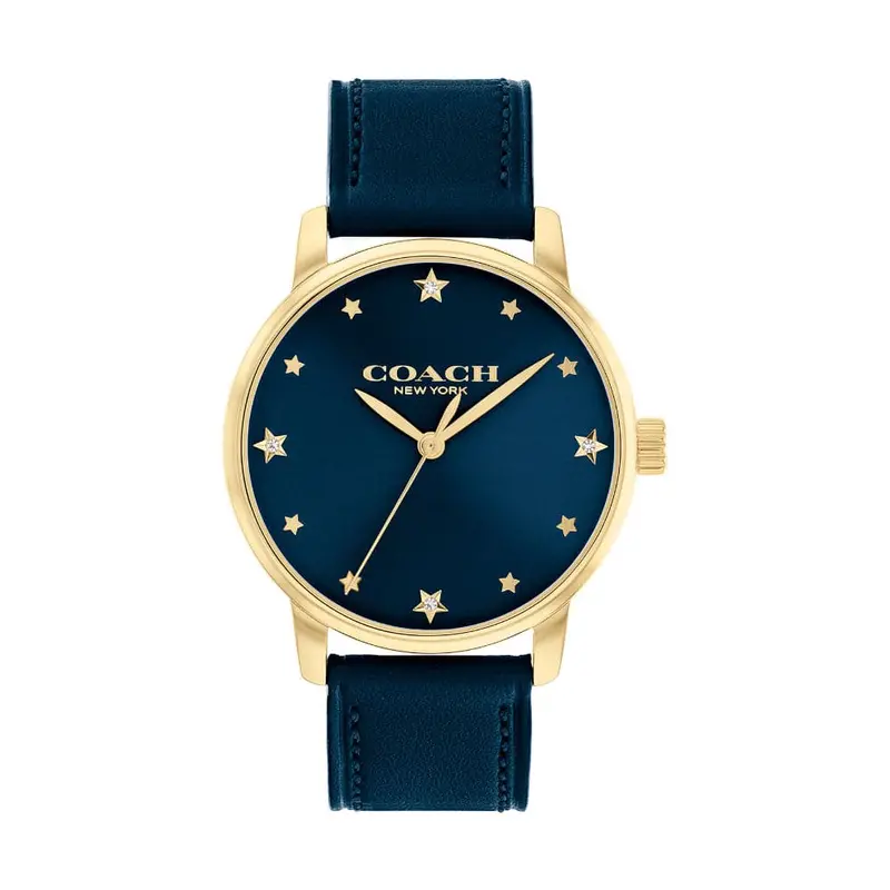 Coach New York Blue Dial And Leather Strap Women Watch 14504074 1
