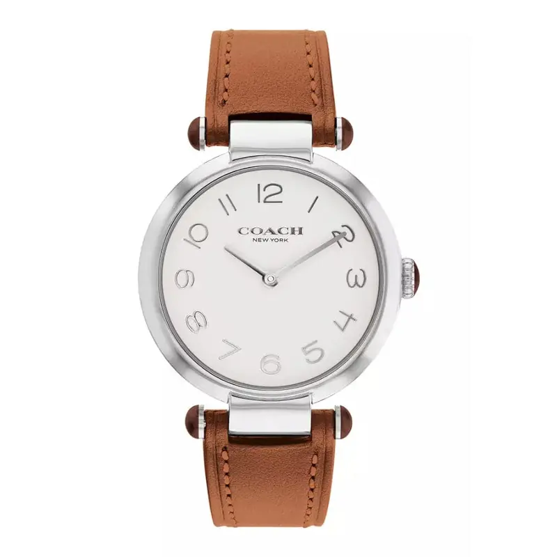 Coach New York Cary White Dial Brown Leather Strap Women Watch 14504000 1