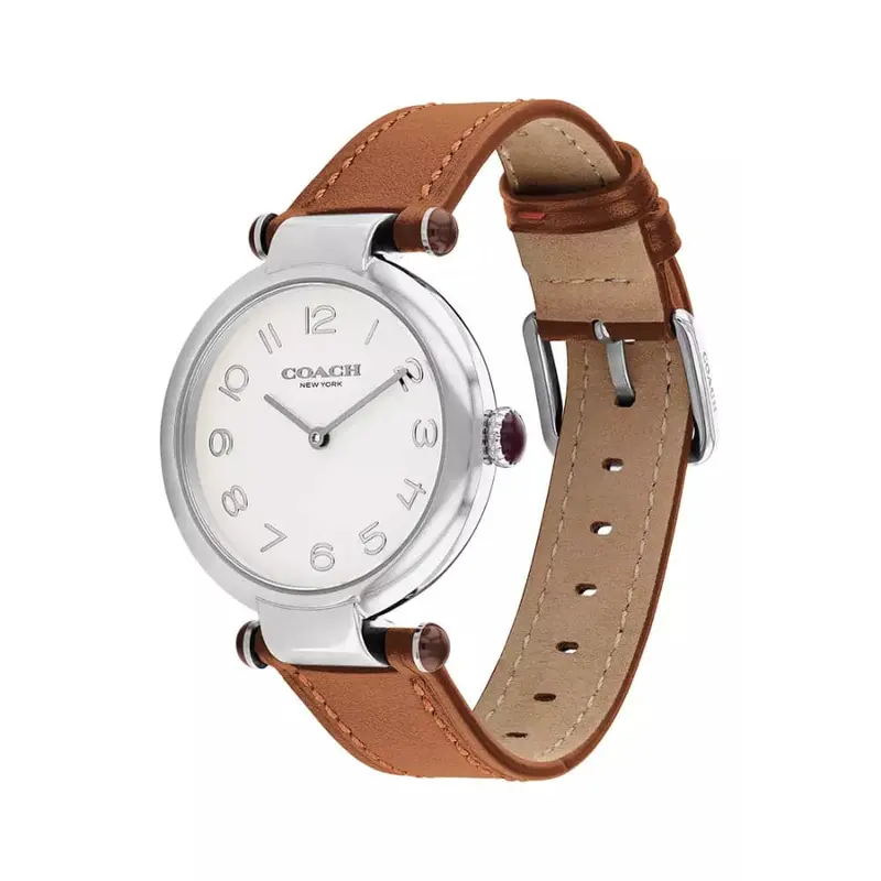 Coach New York Cary White Dial Brown Leather Strap Women Watch 14504000 2