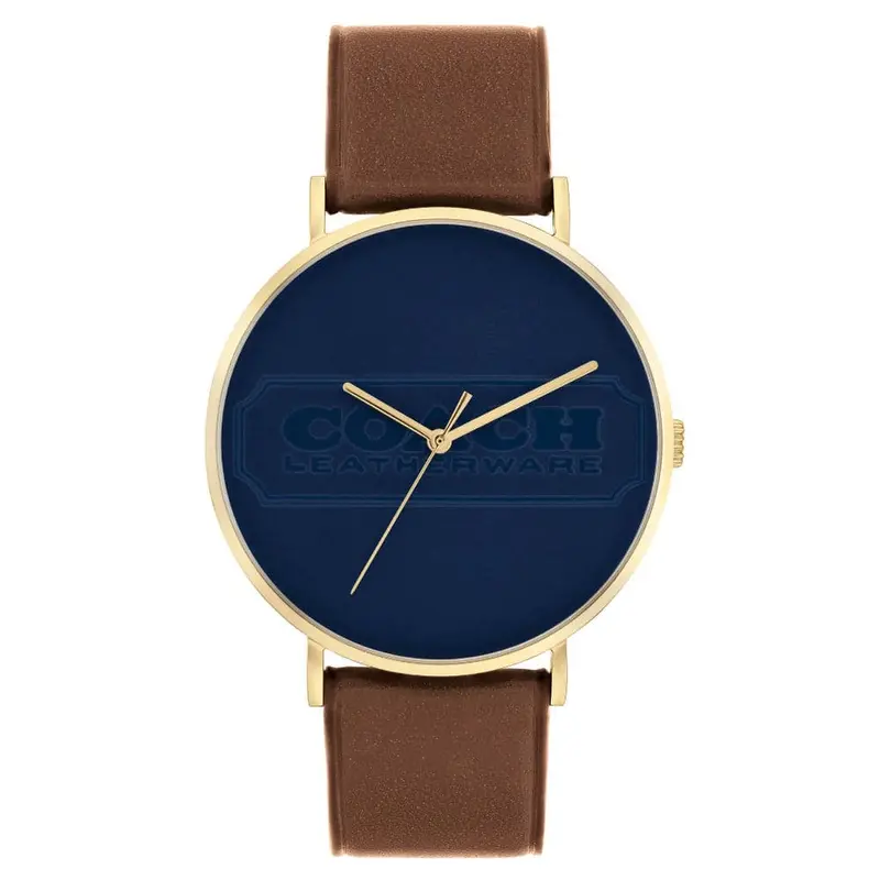 Coach New York Charles Blue Dial Leather Strap Men Watch 14602599 1