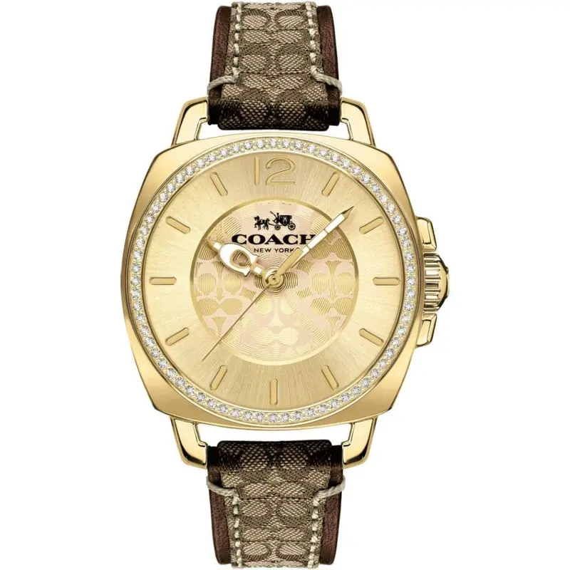 Coach New York Gold Dial Brown Leather Strap Women Watch 14502509 1
