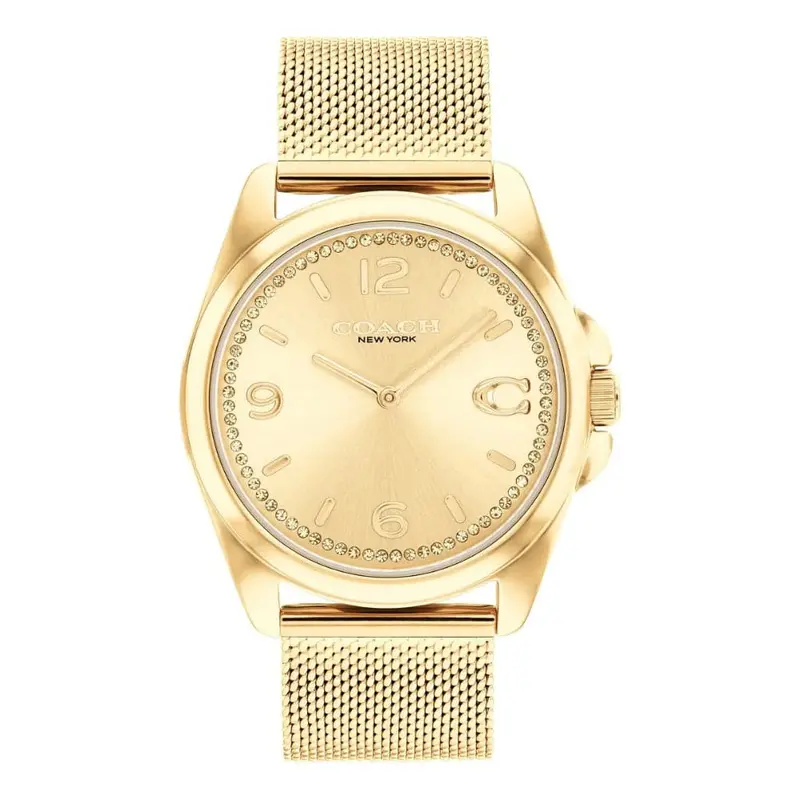 Coach New York Greyson Gold Dial Milanese Strap Women Watch 14504144 1