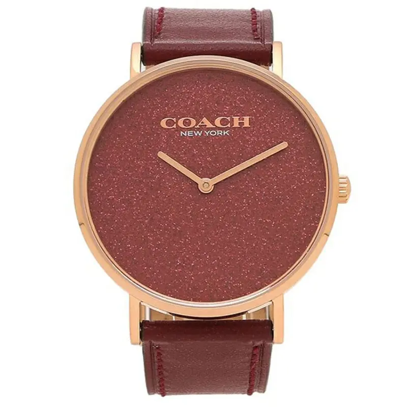 Coach New York Perry Glitter Wine Leather Strap Women Watch 14504079 1