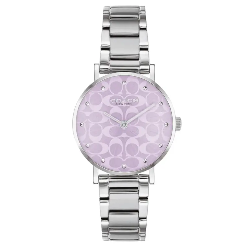 Coach New York Purple Dial Silver Stainless Steel Strap Women Watch 14000095 1