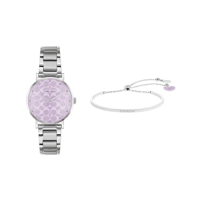 Coach New York Purple Dial Silver Stainless Steel Strap Women Watch 14000095 2
