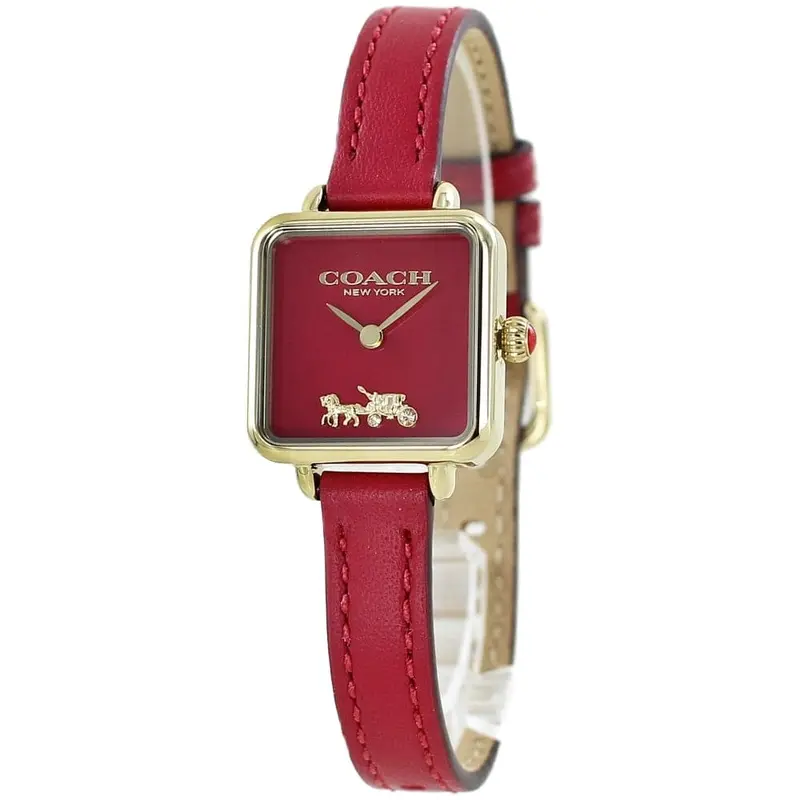 Coach New York Red Dial & Leather Strap Women Watch 14504226 1
