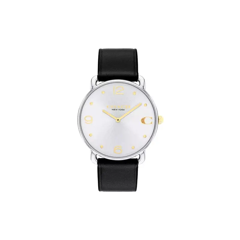 Coach New York Silver Dial Black Leather Strap Women Watch 14504198 2