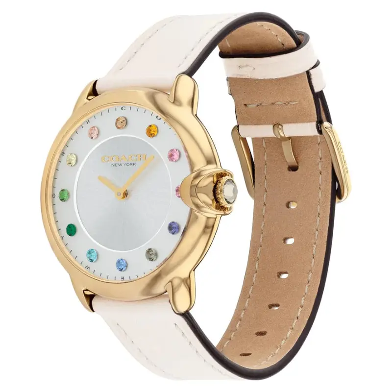 Coach New York Silver Dial White Leather Strap Women Watch 14503989 2