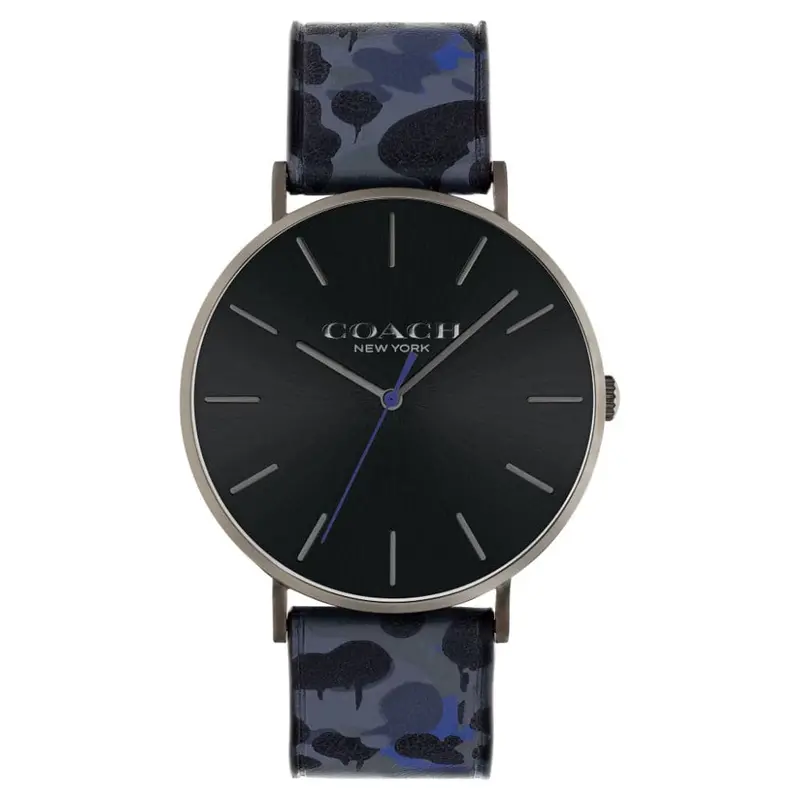 Coach New York Sunray Dial Blue Leather Strap Men Watch 14602616 1