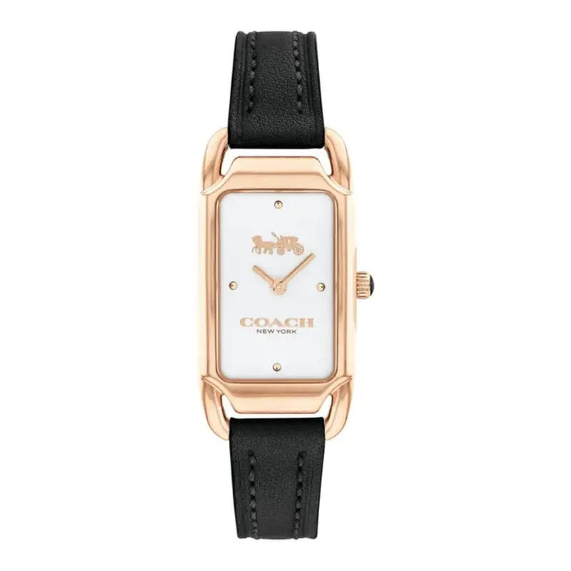 Coach New York White Dial Black Leather Strap Women Watch 14504039 1