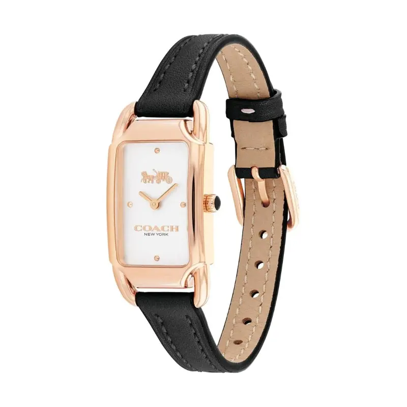 Coach New York White Dial Black Leather Strap Women Watch 14504039 2