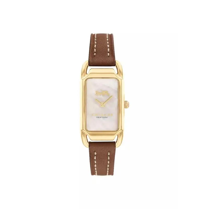 Coach New York White Dial Brown Leather Strap Women Watch 14504038 1