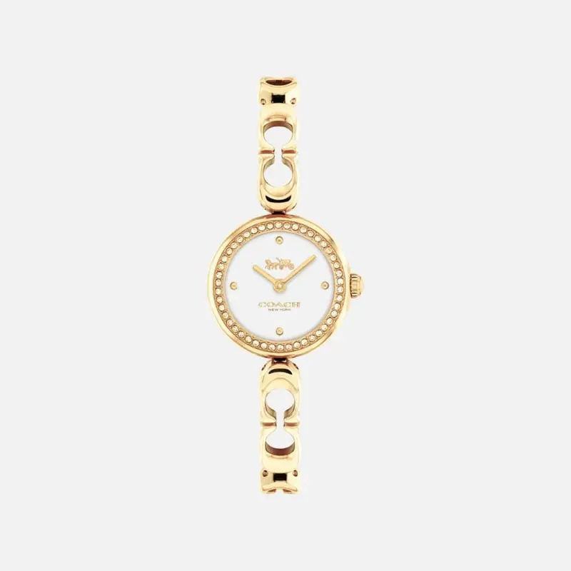 Coach New York White Dial Gold Stainless Steel Strap Women Watch 14504129 1