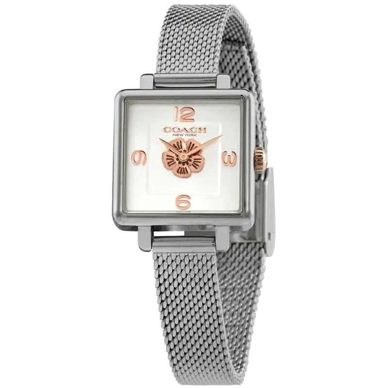 Coach New York White Dial Silver Milanese Strap Women Watch 14503697P 1