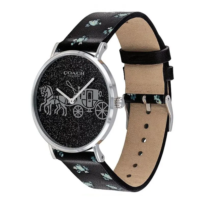 Coach Perry Analog Quartz Silver Stainless Steel 14503048 Black Leather Strap Women's Watch 2