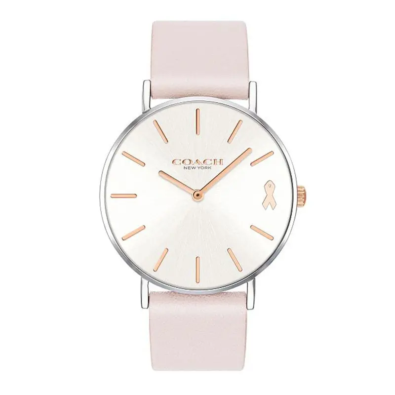 Coach Perry Analog Quartz Silver Stainless Steel 14503128 Pink Leather Strap Women's Watch 1
